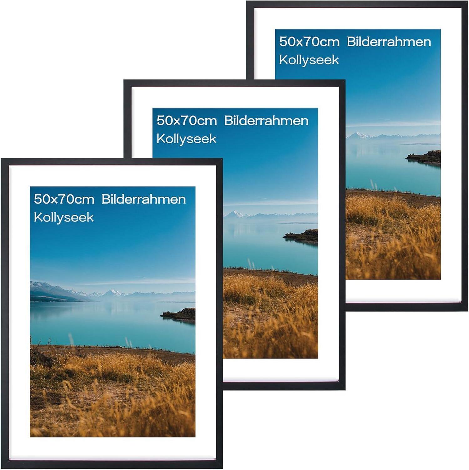 3er Set Bilderrahmen 50x70 cm Acrylglas Schwarz Wandbilderrahmen