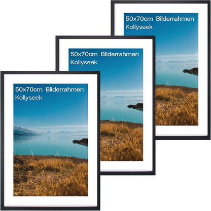 3er Set Bilderrahmen 50x70 cm Acrylglas Schwarz Wandbilderrahmen