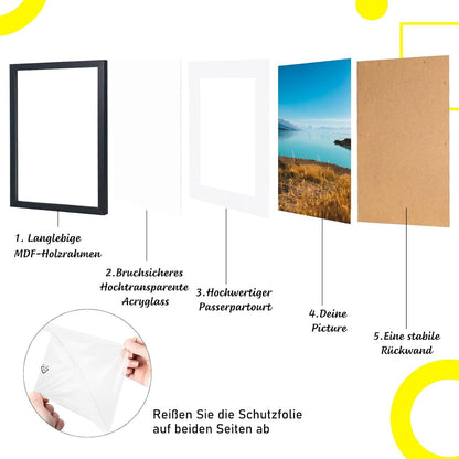 3er Set Bilderrahmen 50x70 cm Acrylglas Schwarz Wandbilderrahmen