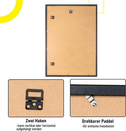 3er Set Bilderrahmen 50x70cm Schwarz MDF Acrylglas Fotorahmen holz
