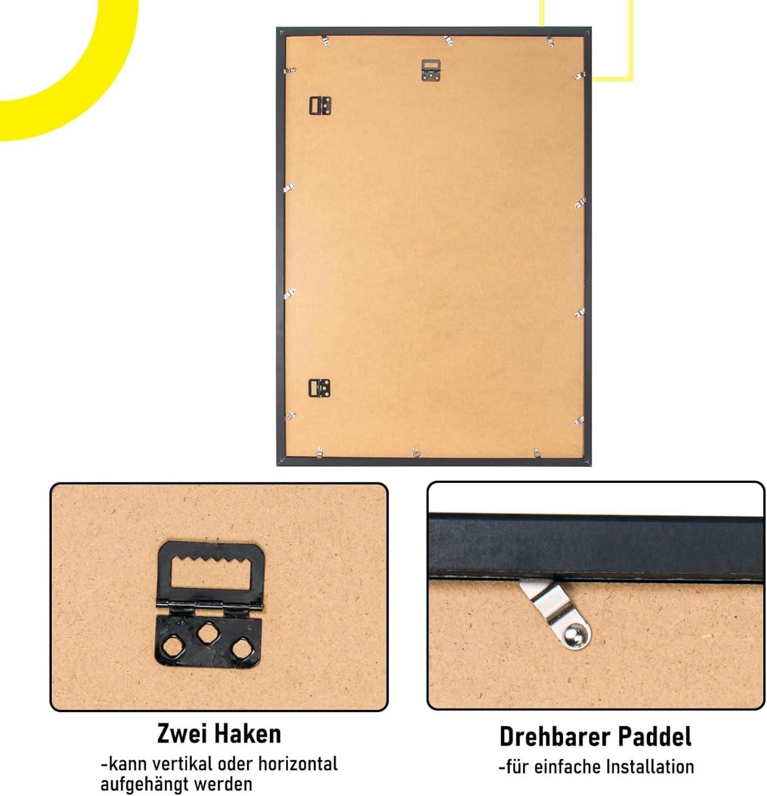 3er Set Bilderrahmen 50x70cm Schwarz MDF Acrylglas Fotorahmen holz