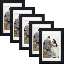 Bilderrahmen 5er Set Acrylglas MDF Schwarz 10x15cm