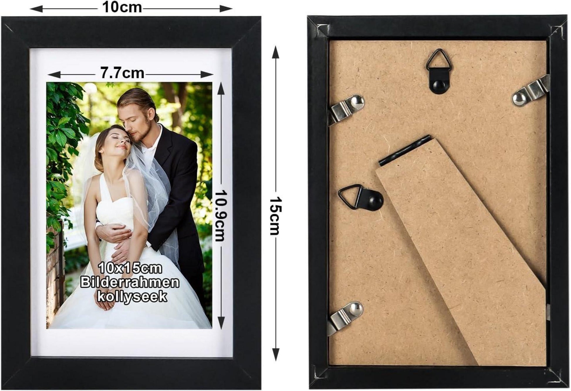 Bilderrahmen 5er Set Acrylglas MDF Schwarz 10x15cm