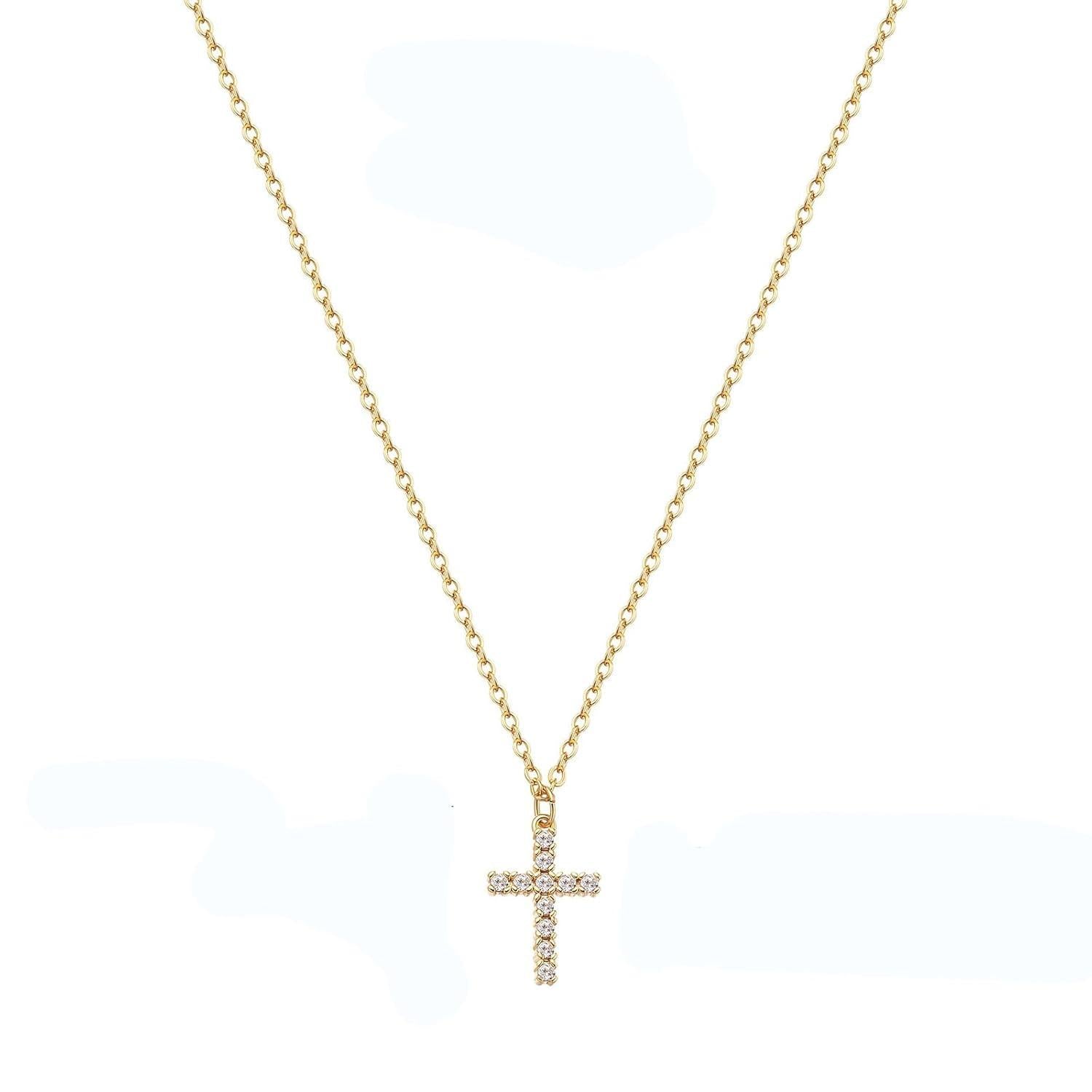 Diamant Kreuz Goldkette Layered Choker Halskette Modeschmuck