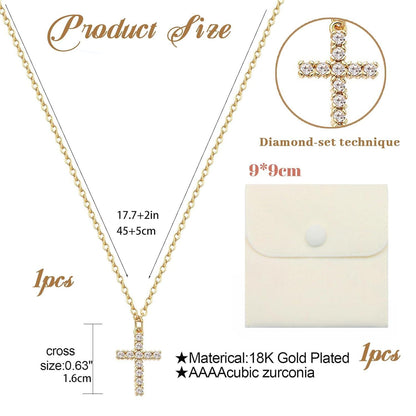Lilbitty Kreuz Diamant Kette 14K Gold Layered Damen