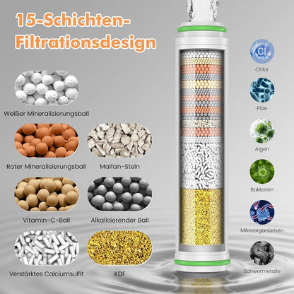Filter Duschkopf Handbrause mit Schlauch & 15-Schicht-Filter