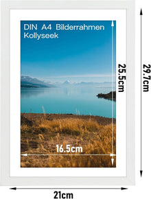 Bilderrahmen DIN A4 weiß MDF Acrylglas Aufhängen Aufstellen