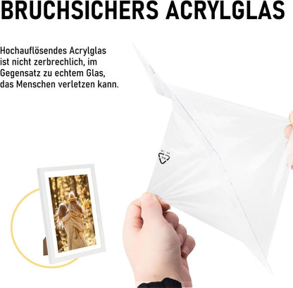 Bilderrahmen DIN A4 Weiß MDF Acrylglas Aufhängen Aufstellen Passepartouts