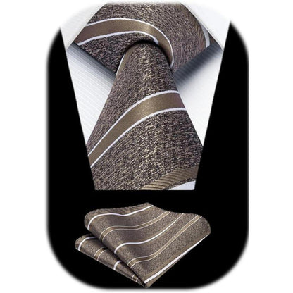 Herren Hochzeitskrawatte mit Streifenmuster und Einstecktuch