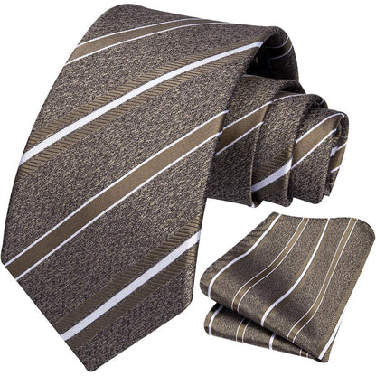 Herren Hochzeitskrawatte mit Streifenmuster und Einstecktuch