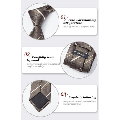 Herren Hochzeitskrawatte mit Streifenmuster und Einstecktuch
