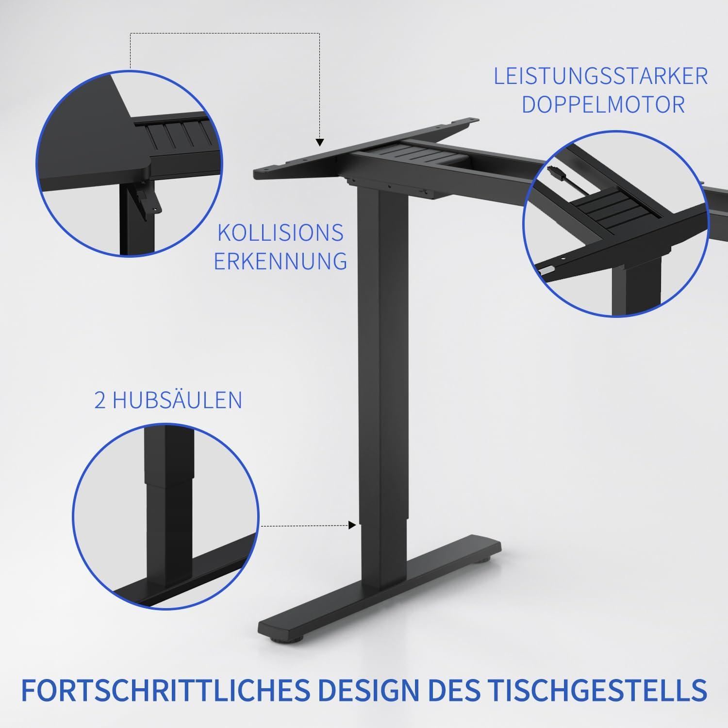Höhenverstellbares Schreibtischgestell mit 2 starken Motoren und USB-Anschlüssen