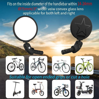 Fahrradspiegel für Lenkerende, HD-Glas konvex, 3" für Flat/Drop Bar
