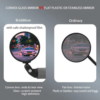 Fahrradspiegel für Lenkerende, HD-Glas konvex, 3" für Flat/Drop Bar