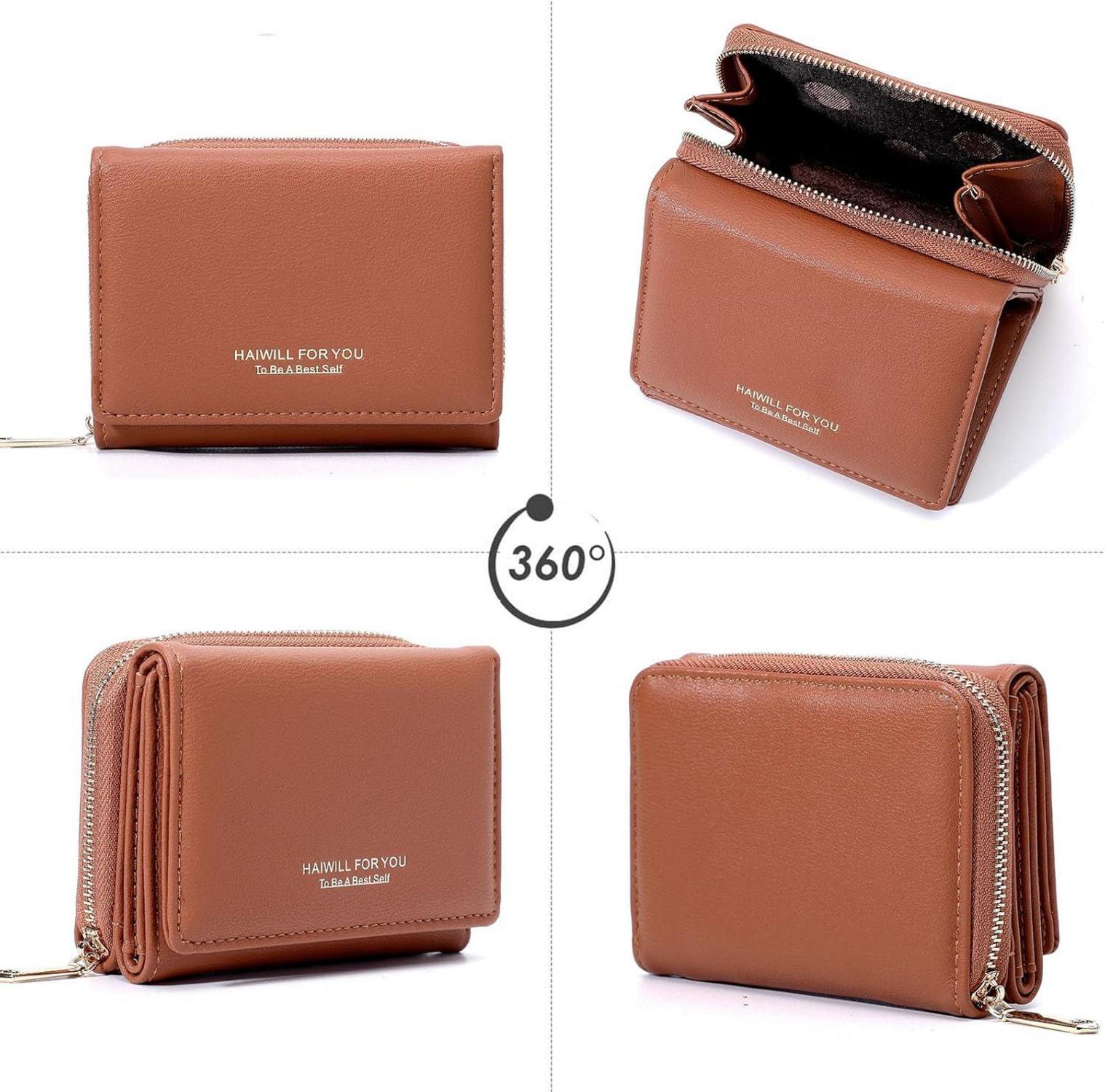Damen Geldbörse Klein PU Leder mit Münzfach und 7