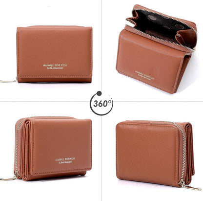 Damen Geldbörse Klein PU Leder mit Münzfach und 7