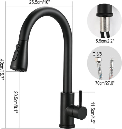 Wasserhahn Küche Schwarz Hochdruck Ausziehbar 360° Mischbatterie