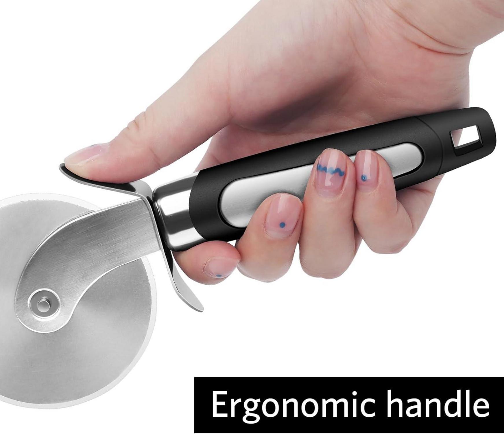 Pizzaschneider Pizzarad scharfe Klinge Krusten Torten Schwarz neu definiert