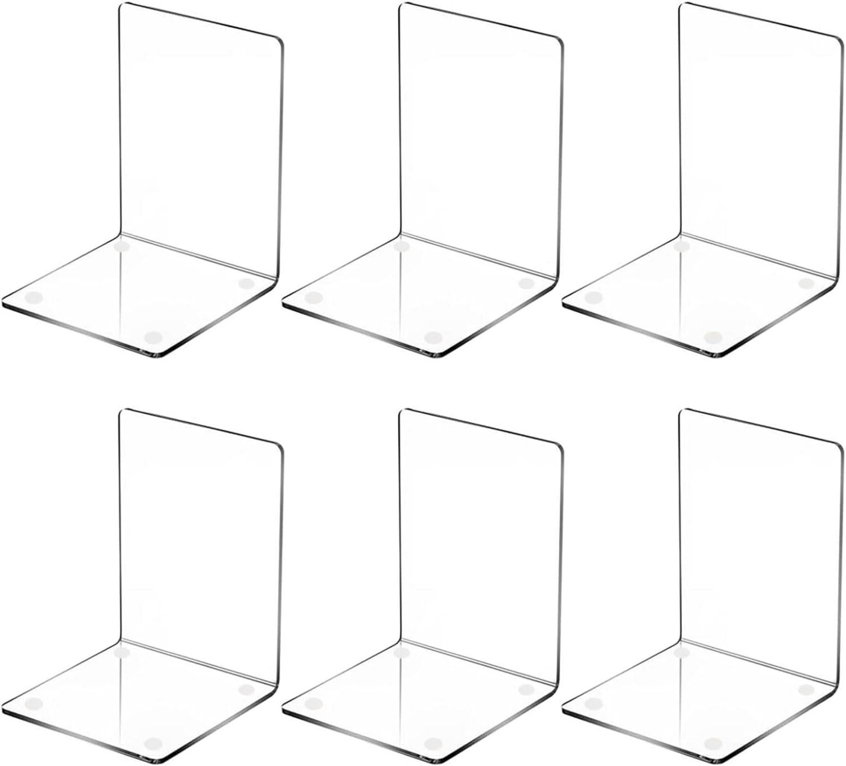 Acryl Buchstütze Set transparent mit rutschfesten Aufklebern 3 Stück