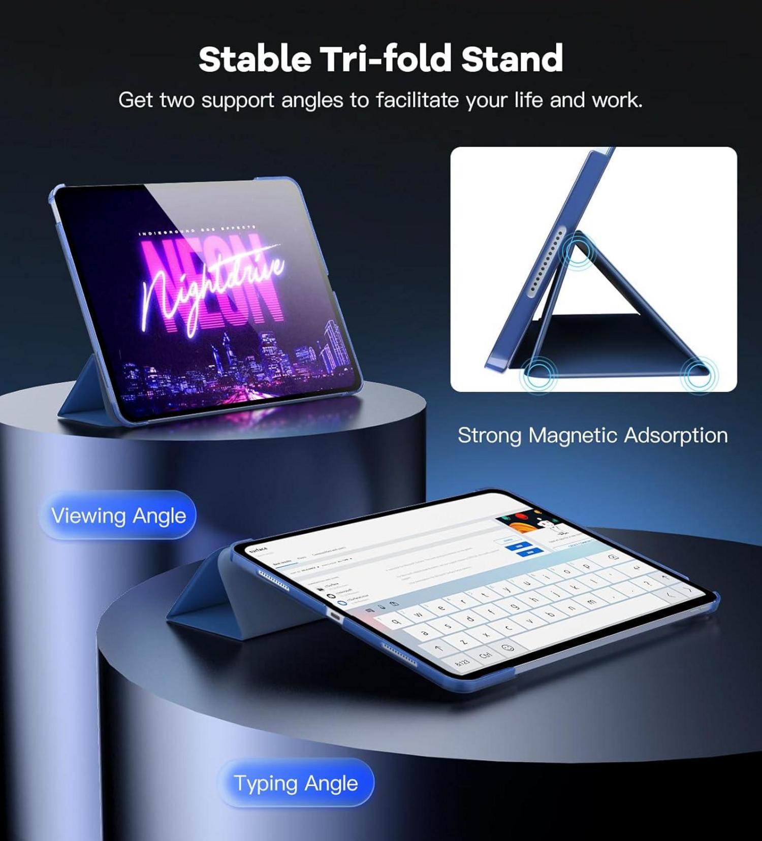Schlanke iPad Air 13 Hülle M2 2024 Transluzent Marineblau