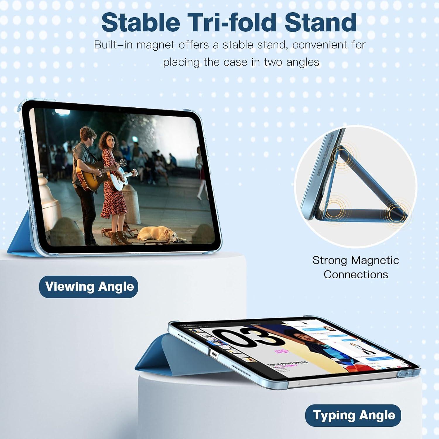 iPad 10 Hülle mit integriertem Displayschutz & Ständer, Capri Blau