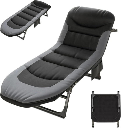 Klappbare Sonnenliege 6-Fach Verstellbar mit Seitentasche Schwarz