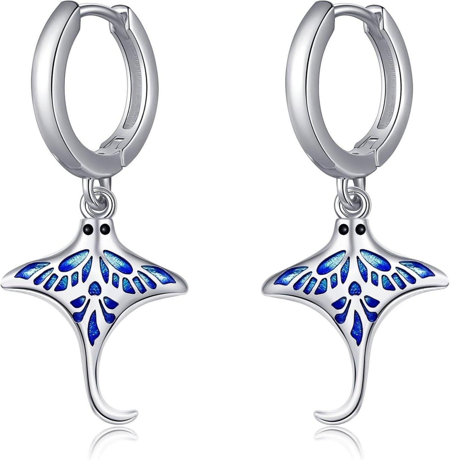 Stachelrochen Ohrringe Sterling Silber Mantarochen Ozean Geschenk