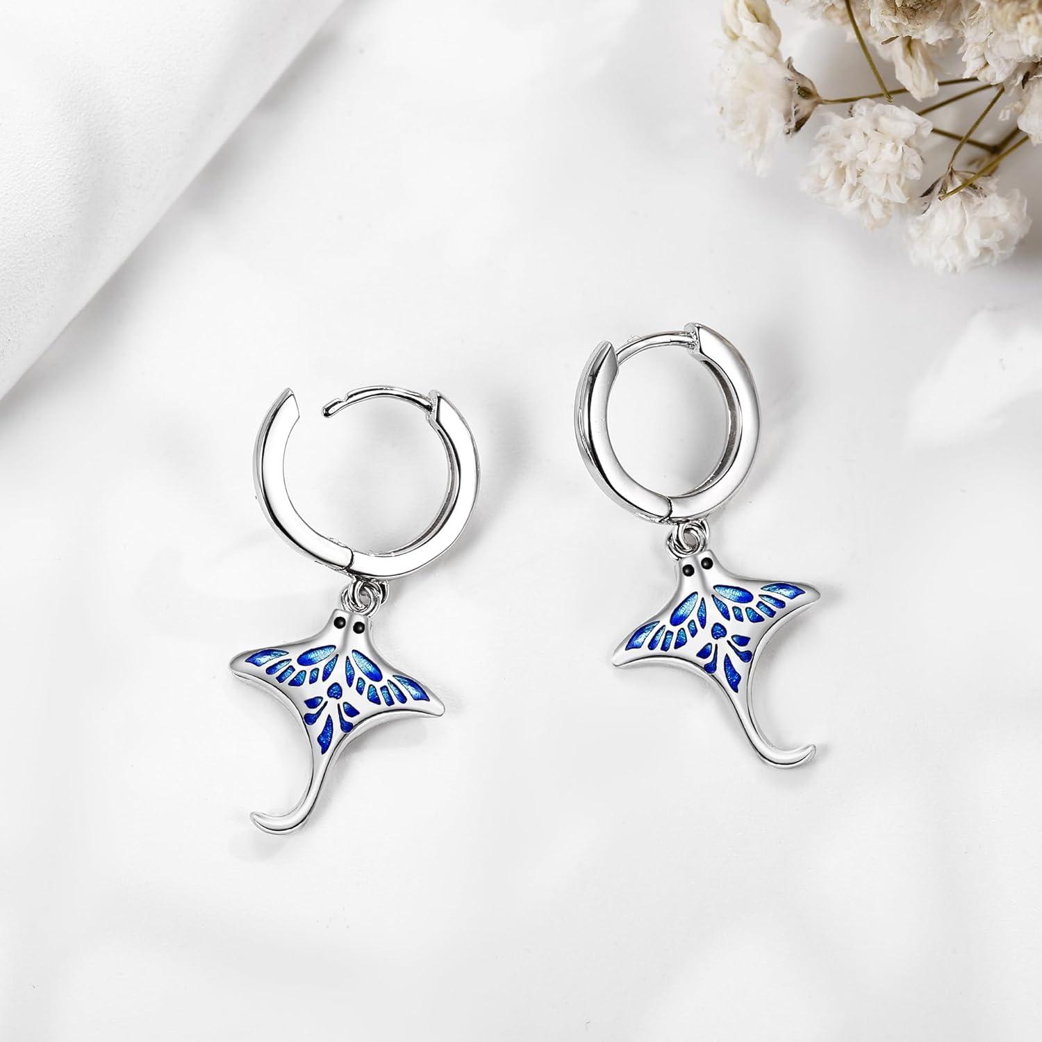 Stachelrochen Ohrringe Sterling Silber Mantarochen Ozean Geschenk