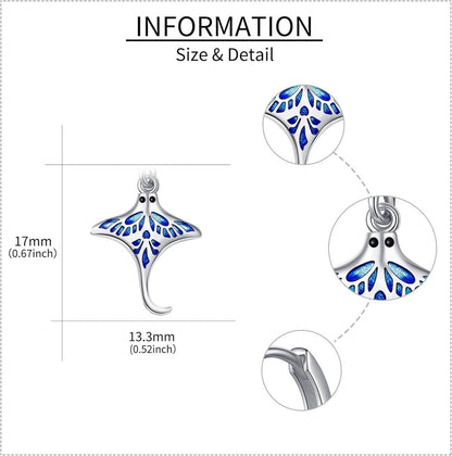 Rochen Ohrringe Sterling Silber Mantarochen Creolen Ozean Schmuck Frauen Mädchen