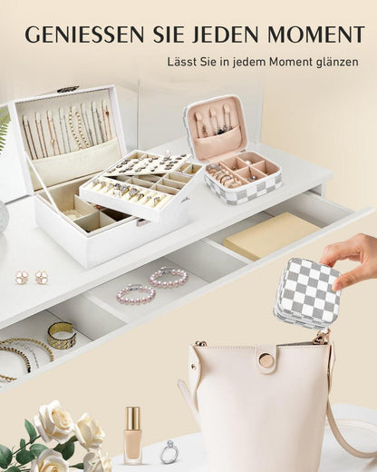 Schmuckkästchen Organizer Damen Schmuckaufbewahrung 2er Pack PU-Leder