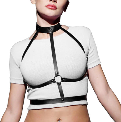 Punk Harness Damen Leder Body Brust Harness Gothic SM Fesseln