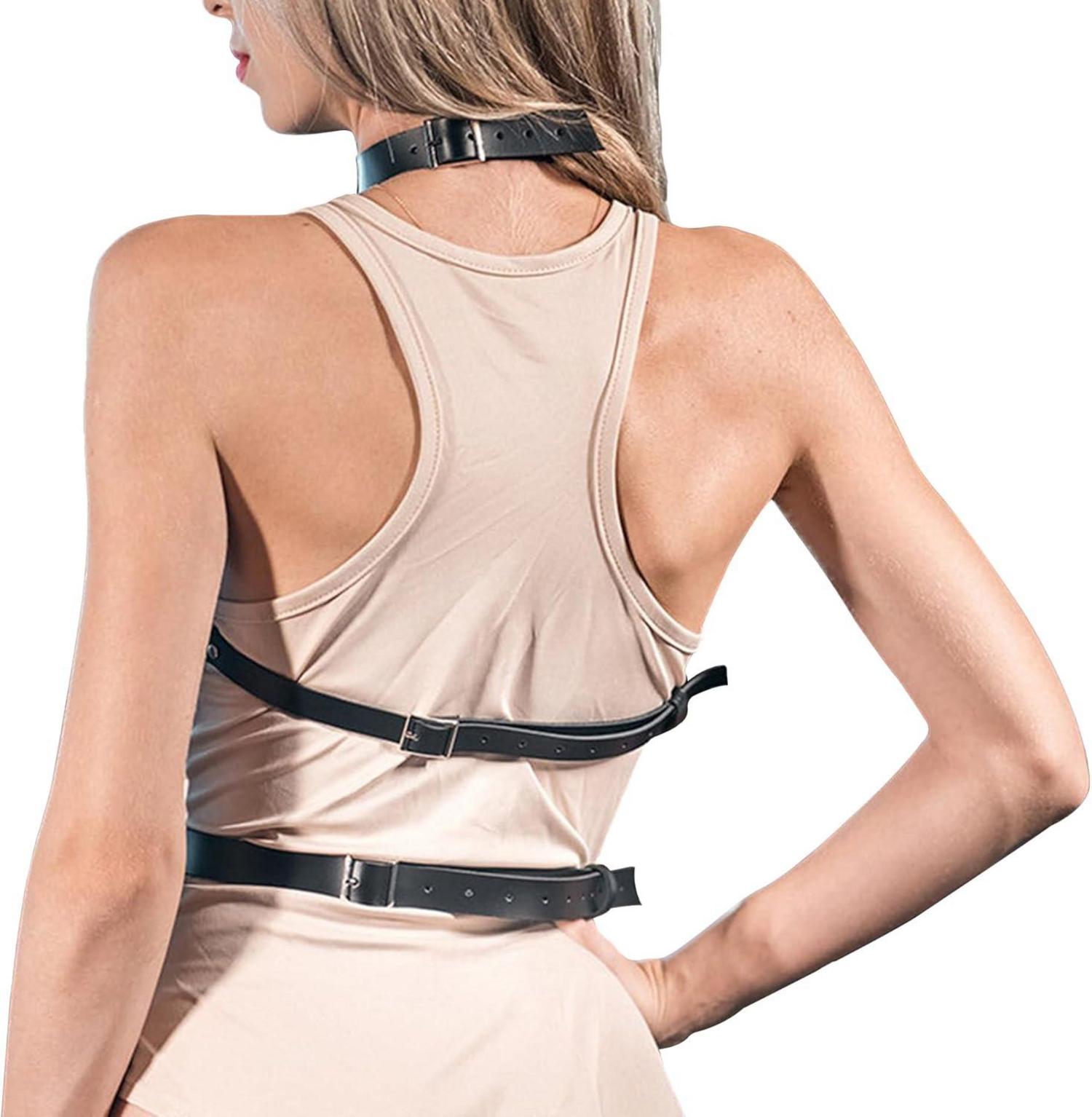 Punk Harness Damen Leder Body Brust Harness Gothic SM Fesseln