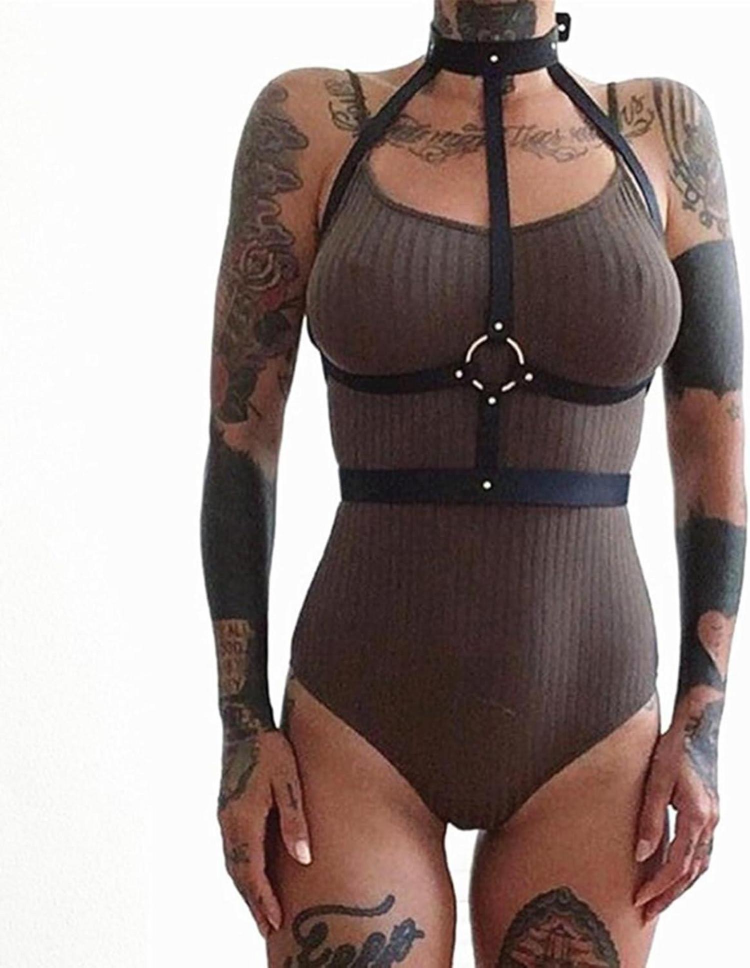 Punk Brust Harness Leder Fesselgurt SM Sexspielzeug einstellbar Gothic