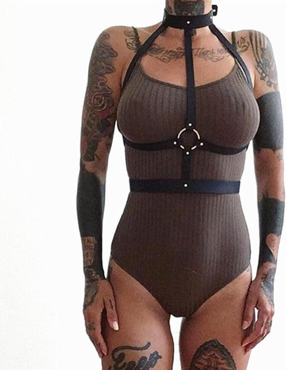 Punk Brust Harness Leder Fesselgurt SM Sexspielzeug einstellbar Gothic