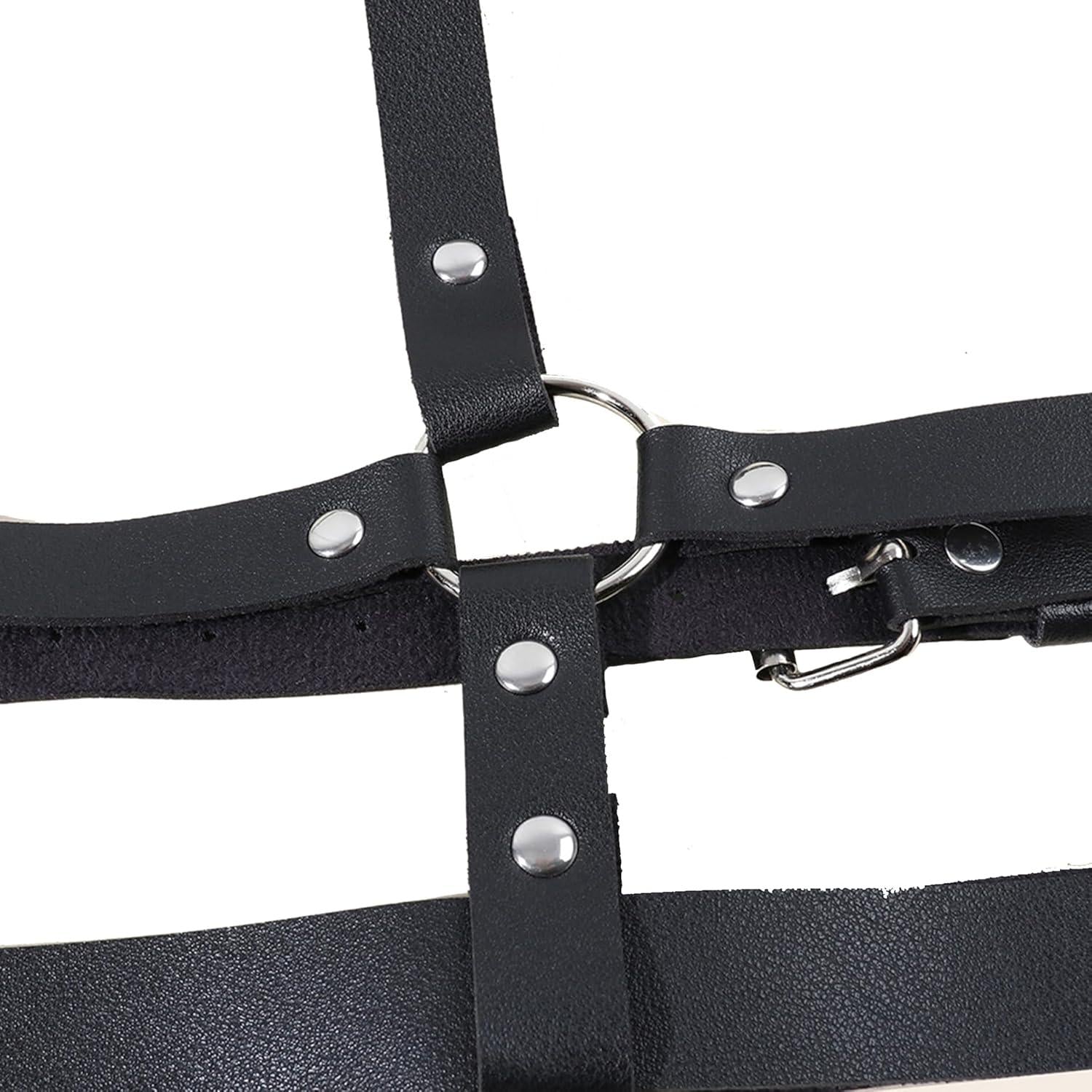 Punk Harness Damen Leder Body Brust SM Fesseln Cupless BH Gothic Korsett