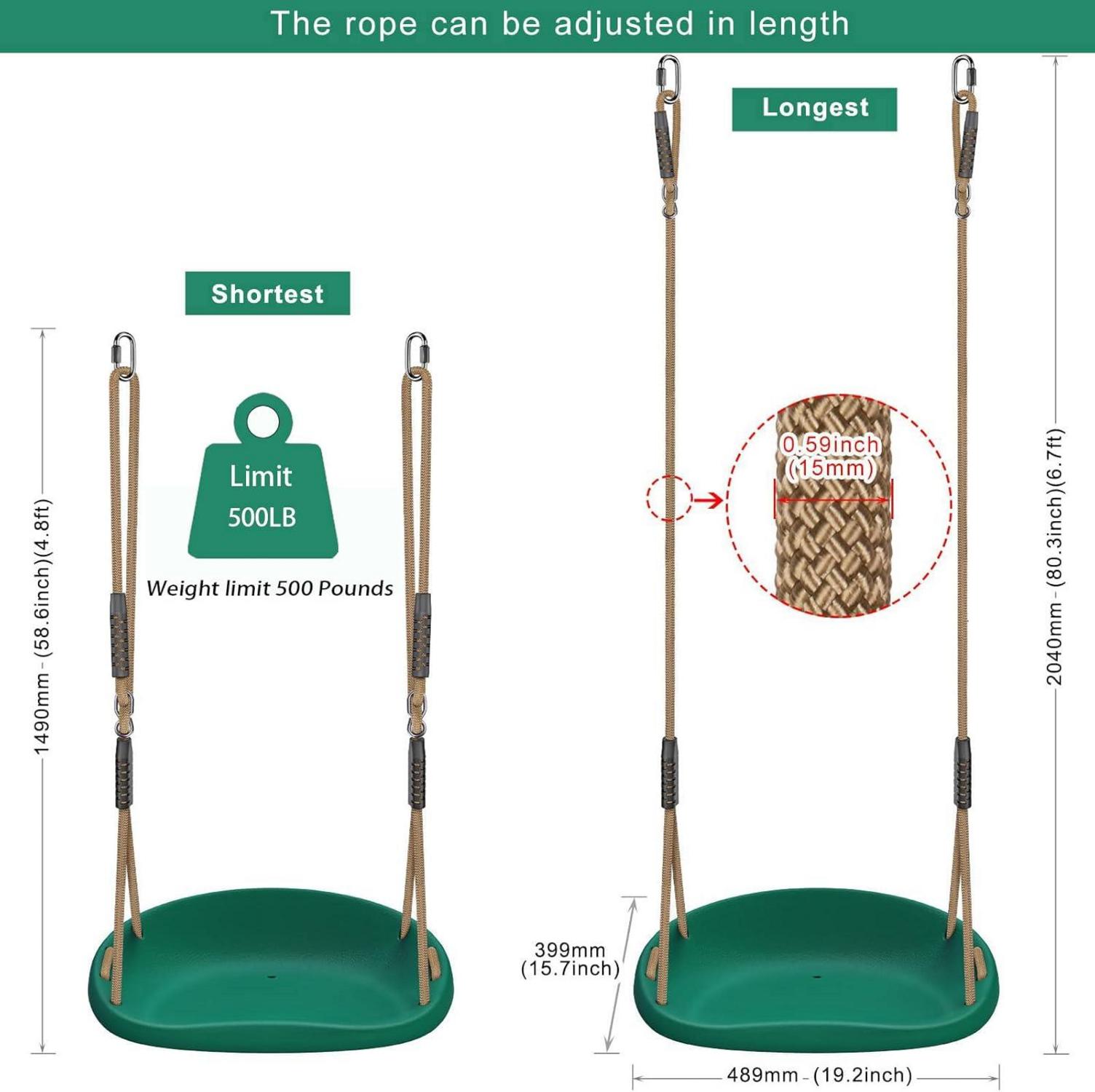 Heavy Duty Swing Seat with Adjustable Rope
