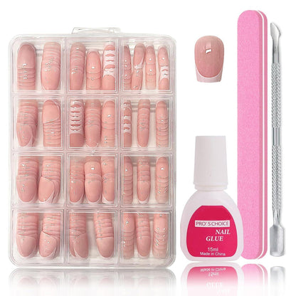 240 Press On Nails Französisch - Falsche Nägel Set Ballerina