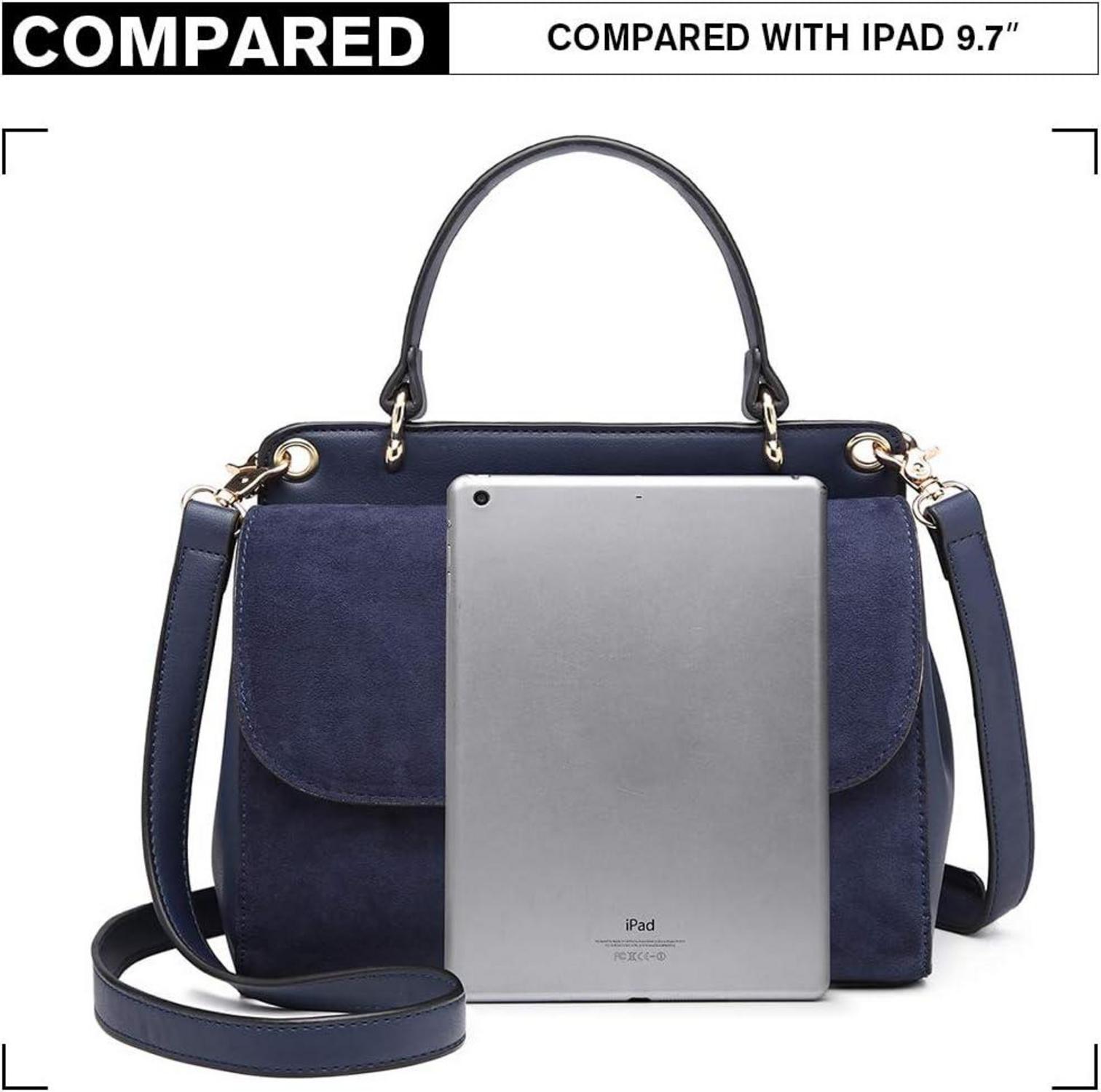 Damen Umhängetasche Mittelgroß Top-Griff Kunstleder Wildleder Vintage Handtasche