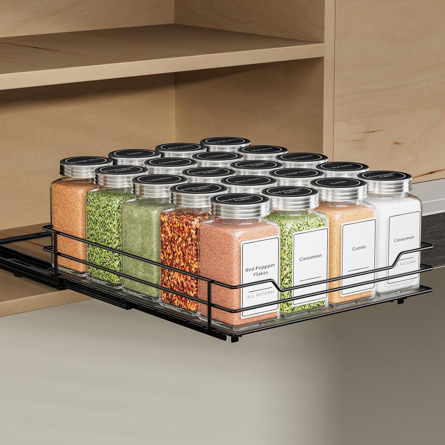 Ausziehbares Gewürzregal Schwarz Platzsparend Organizer