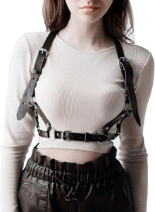 Punk Harness Damen Leder Body Brustgurte Cupless BDSM Lingerie