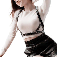 Punk Harness Damen Leder Body Brustgurte einstellbar Gothic