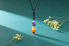 Chakra Heilsteine Kette Hexagon Anhänger Halskette mit
