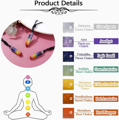 Chakra Heilsteine Kette Hexagon Anhänger Kristall Halskette Yoga Meditation