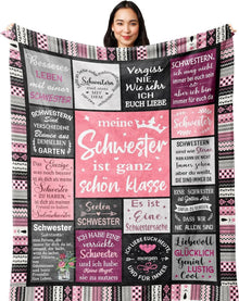 Hochwertige Schwester Geschenk Fleece Decke 150x130cm