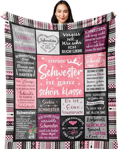 Hochwertige Schwester Geschenk Fleece Decke 150x130cm