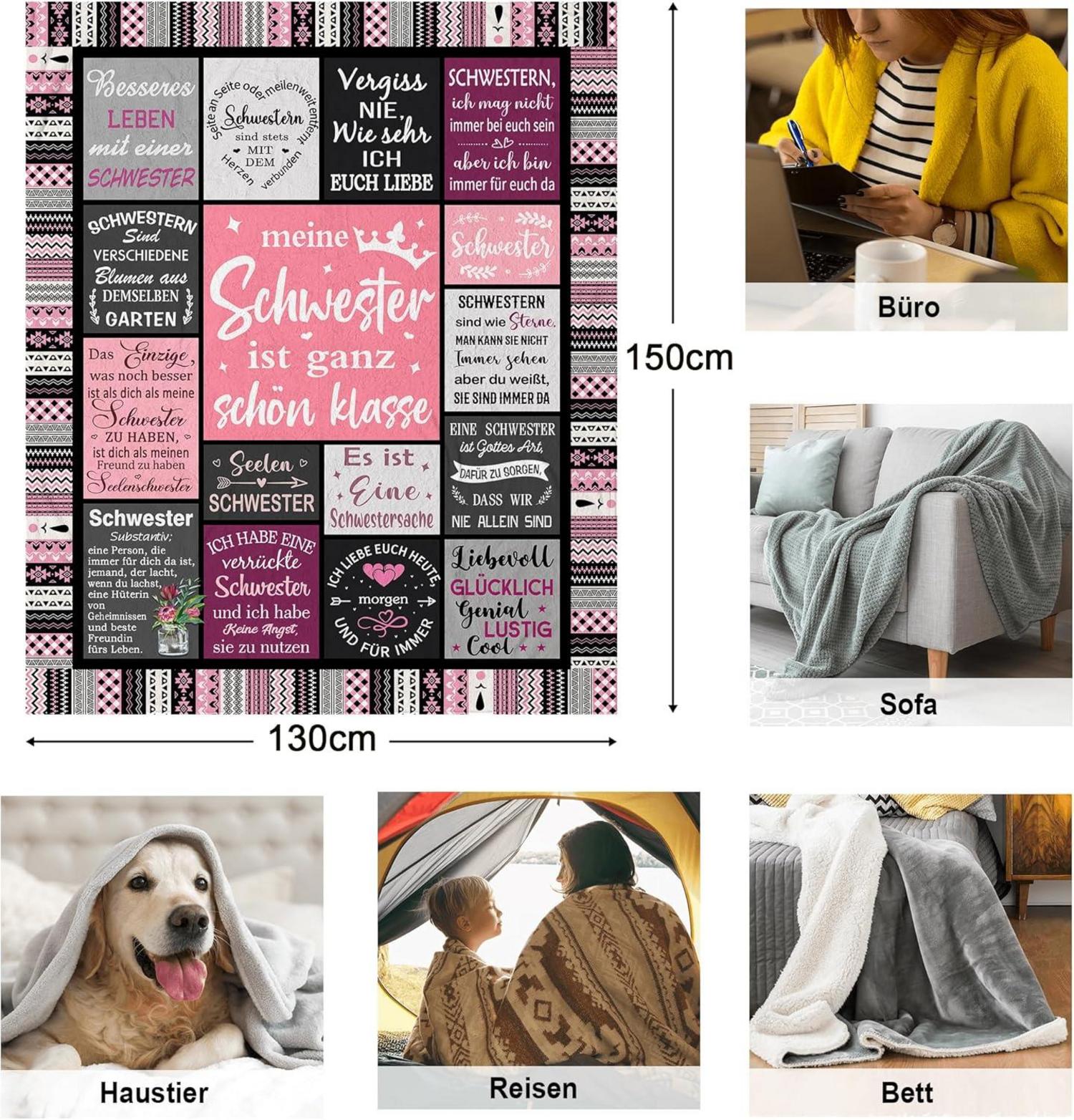 Schwester Geschenk Decke 150X130CM Fleece Flanell Polyester Wohndecke