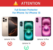 OMOTON Panzer Schutz Glas für iPhone 16/15, 9H Härte, Full
