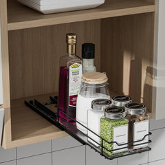 Ausziehbares Gewürzregal Schwarz für Schrank Organizer