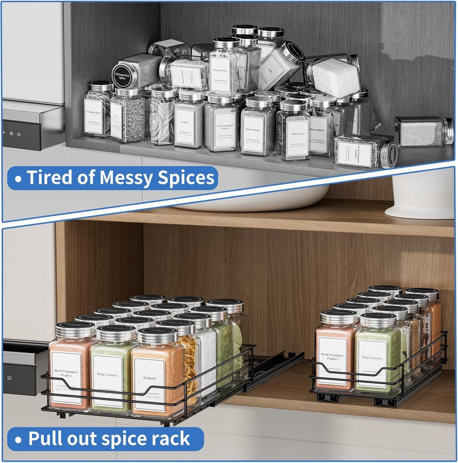 Ausziehbares Gewürzregal Schwarz Schrank Organizer Platzsparend