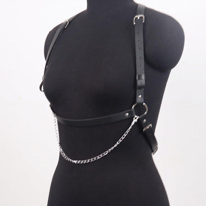 Damen Punk Leder Harness Body Brustgurt Körperschmuck Sexy Gothic